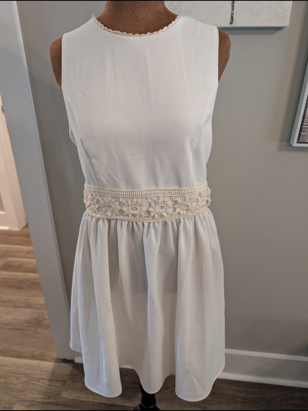 Altar'd State Classic Cream Lace-Waist Sleeveless Dress
